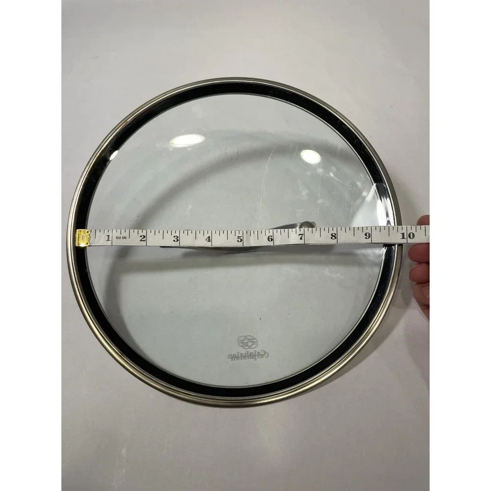 Glass Lid For Pan Or Pot 10inches Round With Metal Handle Black Grip Kitchen